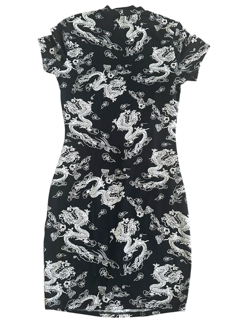 Popular 21 Black and White Dragon Print Bodycon Dress (M) - Picture 2 of 3